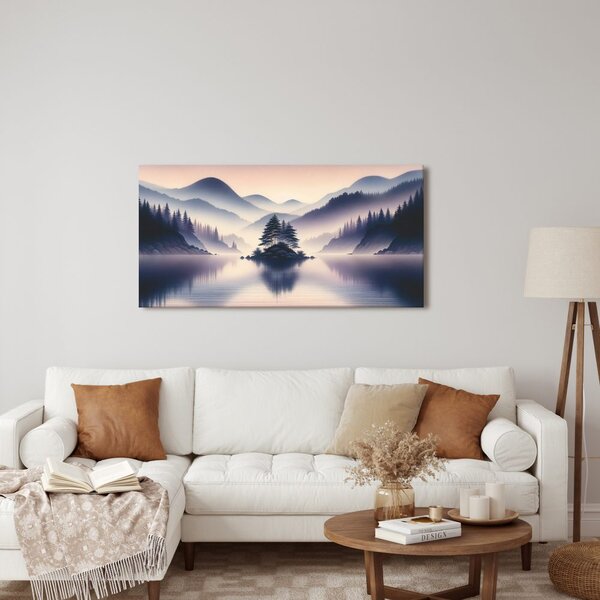 Quadro su tela – Lago tranquillo tra le montagne