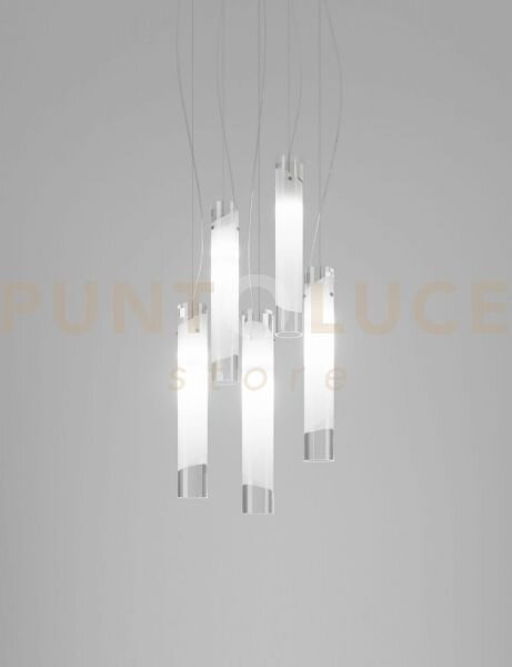Lio sospensione 5 cristallo bianco nickel satinato 5 luci attacco e27