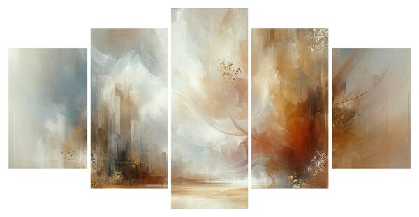 Quadri 5 pezzi – Colori caldi in astratto