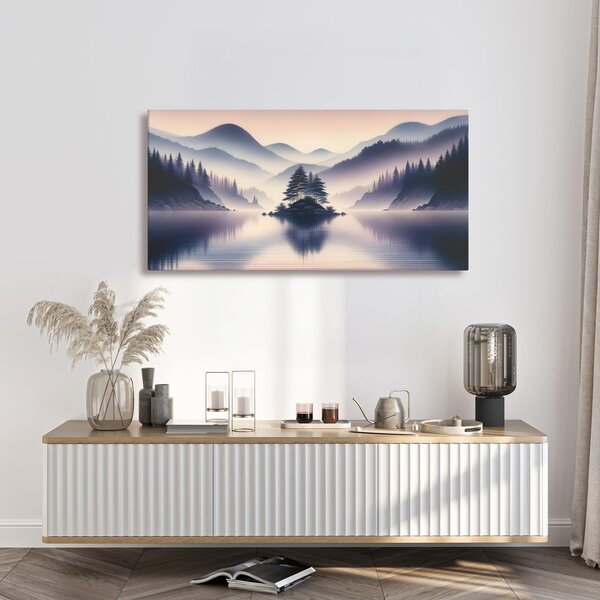 Quadro su tela – Lago tranquillo tra le montagne