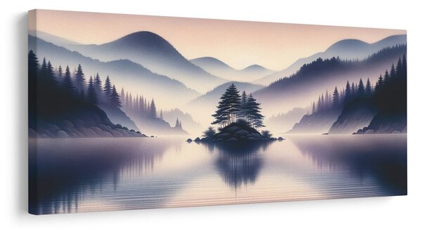 Quadro su tela – Lago tranquillo tra le montagne