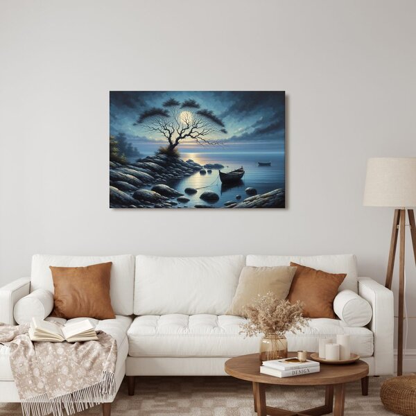 Quadro su tela – Barche alla luce della luna