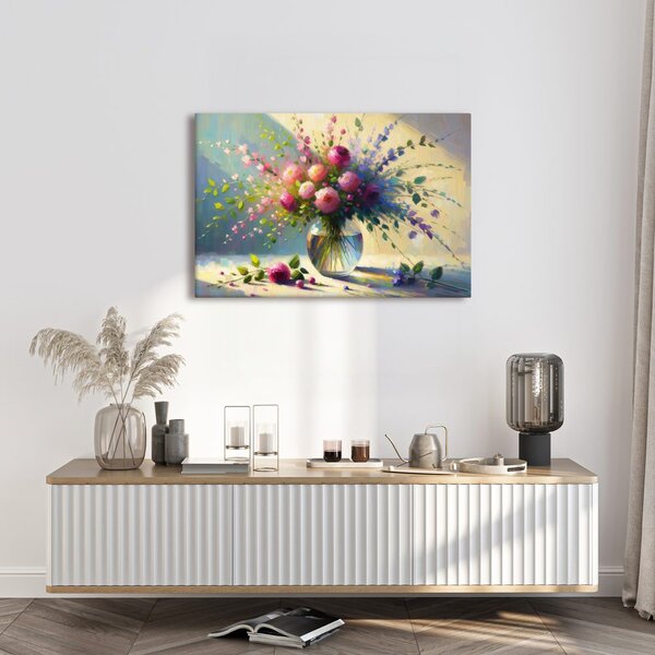 Quadro su tela – Mazzo di rose in un vaso