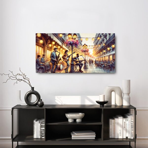 Quadro su tela – Banda di strada al tramonto