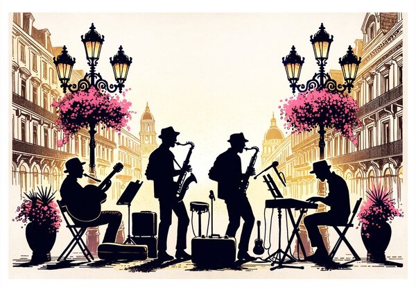 Quadro su tela – Banda jazz nelle strade