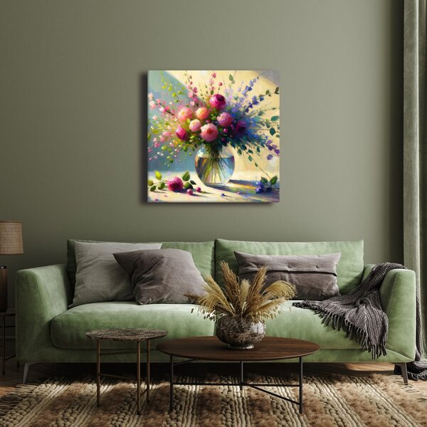 Quadro su tela – Fiori colorati nella luce del mattino