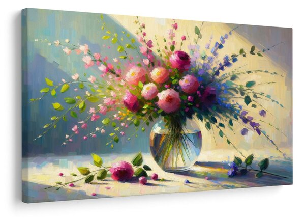 Quadro su tela – Mazzo di rose in un vaso