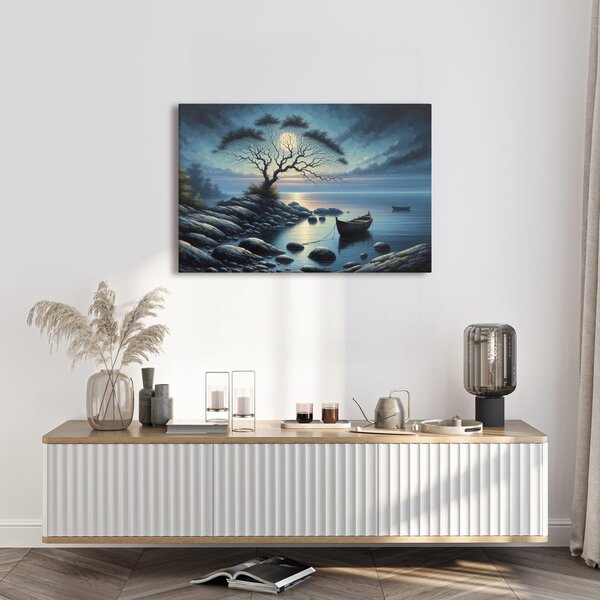 Quadro su tela – Barche alla luce della luna