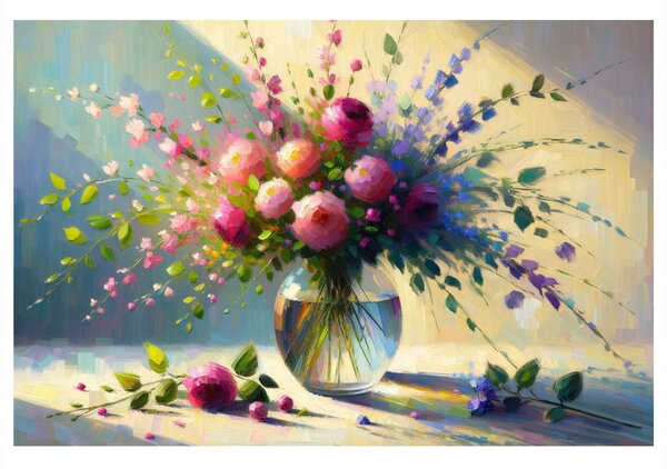 Quadro su tela – Mazzo di rose in un vaso