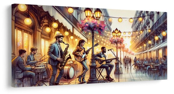 Quadro su tela – Banda di strada al tramonto