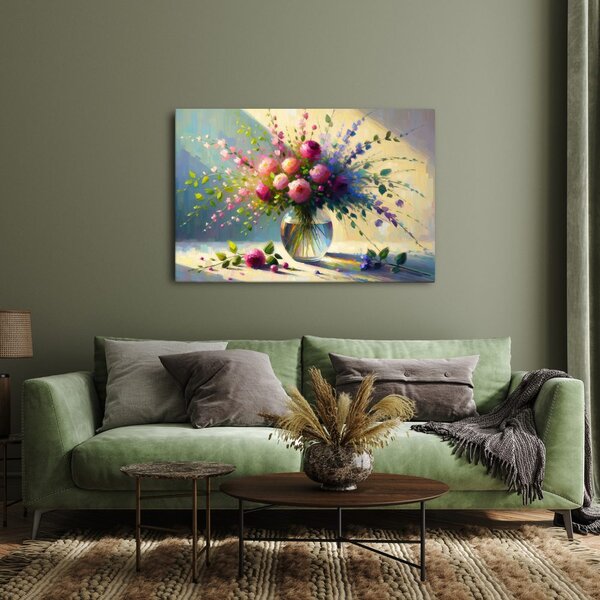 Quadro su tela – Mazzo di rose in un vaso