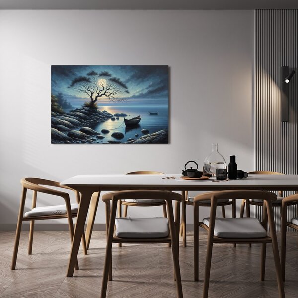 Quadro su tela – Barche alla luce della luna