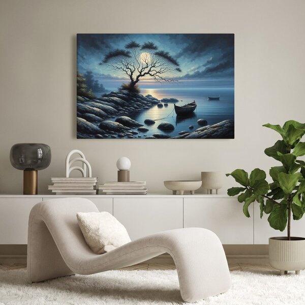 Quadro su tela – Barche alla luce della luna