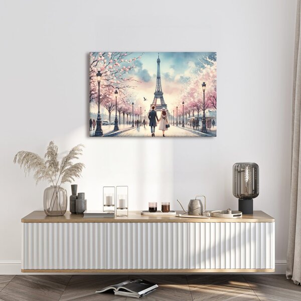 Quadro su tela – Amore sotto la Torre Eiffel