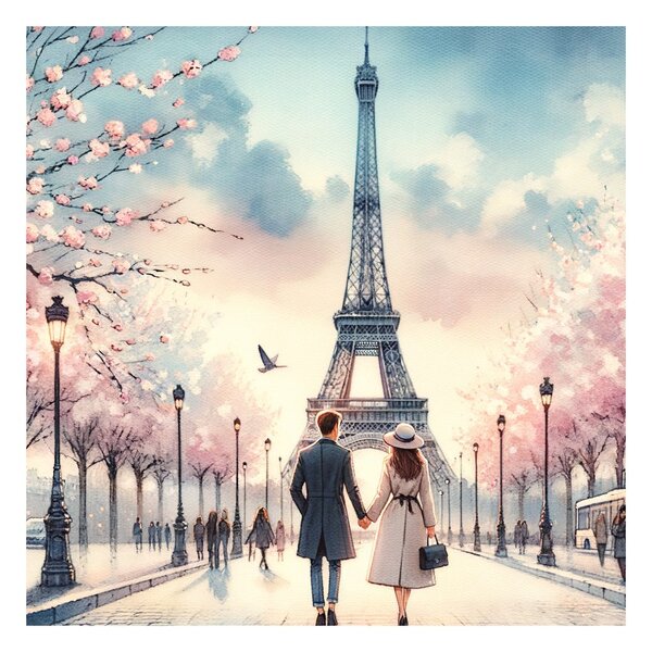 Quadro su tela – Romanticismo per le strade di Parigi