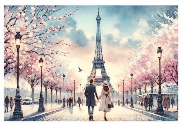 Quadro su tela – Amore sotto la Torre Eiffel