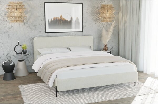 Letto matrimoniale imbottito beige con griglia 160x200 cm Barker - Ropez