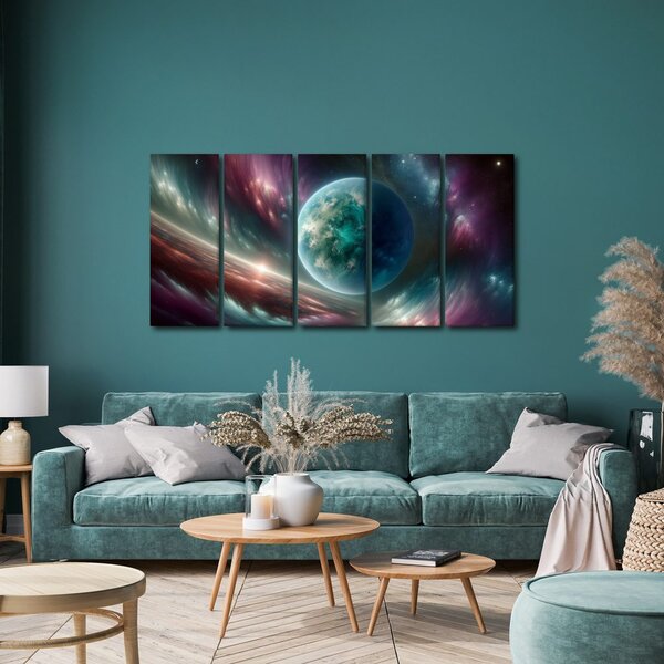 Quadri 5 pezzi – Galassia e pianeta