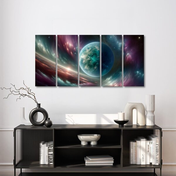 Quadri 5 pezzi – Galassia e pianeta