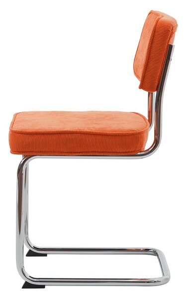 Sedia da pranzo in velluto a coste arancione Rupert - Unique Furniture