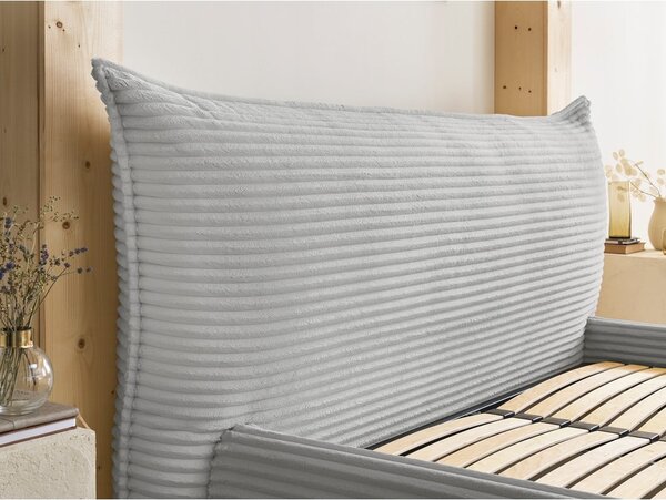 Letto matrimoniale in grigio chiaro imbottito con spazio contenitivo con griglia inclusa 160x200 cm Jade – Bobochic Paris