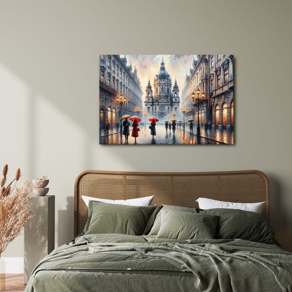 Quadro su tela – Strada piovosa con cattedrale