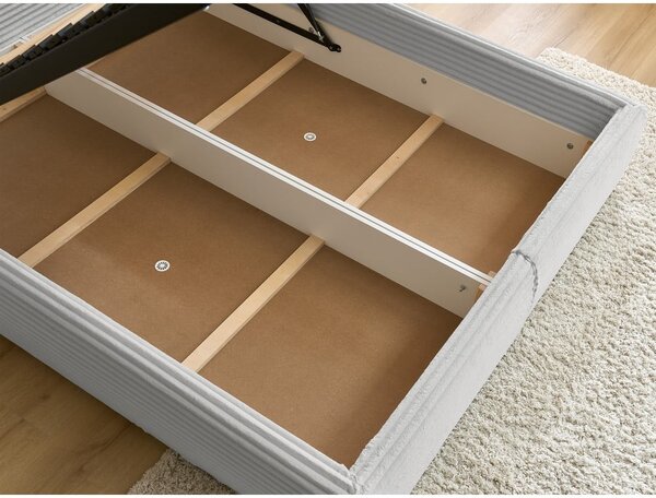 Letto matrimoniale in grigio chiaro imbottito con spazio contenitivo con griglia inclusa 160x200 cm Jade – Bobochic Paris