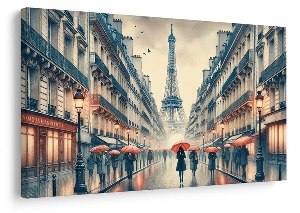 Quadro su tela – Parigi in un giorno di pioggia