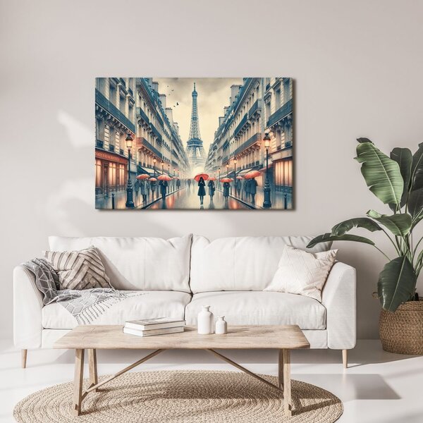 Quadro su tela – Parigi in un giorno di pioggia