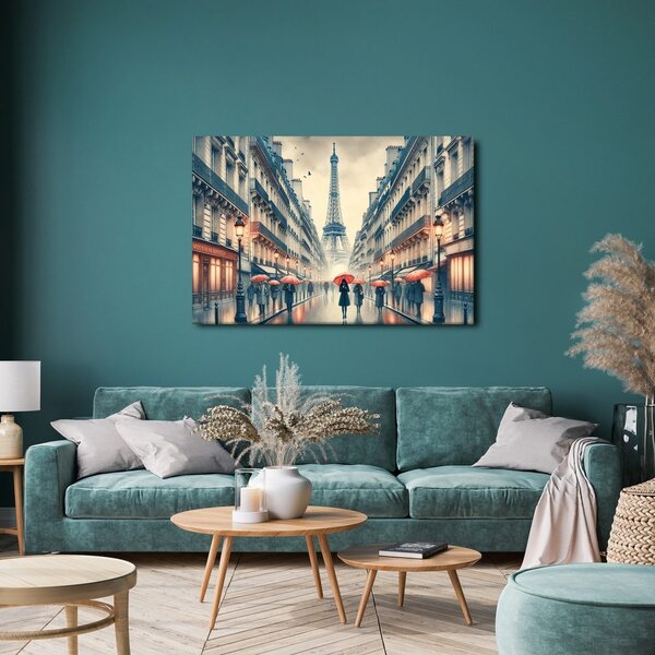 Quadro su tela – Parigi in un giorno di pioggia
