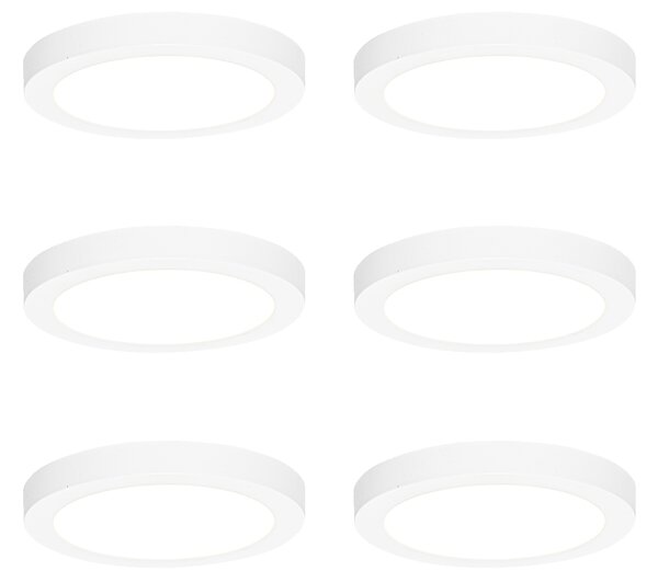 Set di 6 faretti da incasso o superficie bianchi 18 cm incl. LED Dimmerabile a 3 livelli per luce calda - Trans