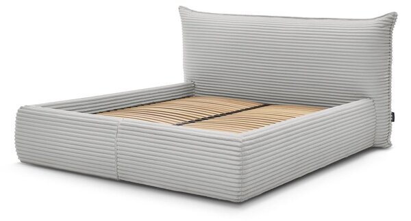 Letto matrimoniale in grigio chiaro imbottito con spazio contenitivo con griglia inclusa 160x200 cm Jade – Bobochic Paris