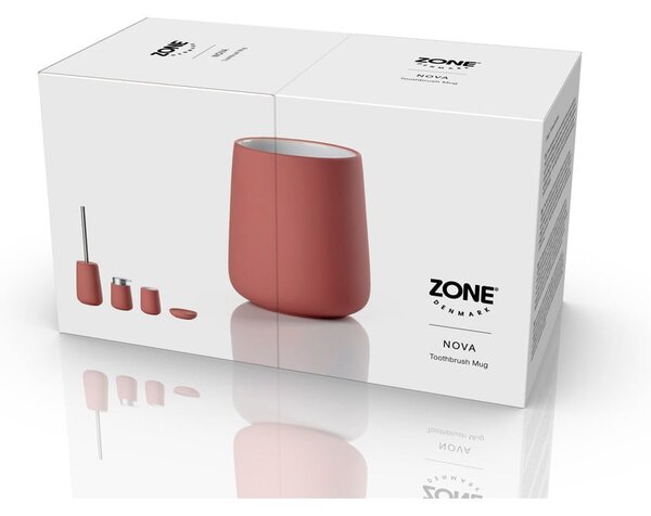 Tazza di terracotta rossa per spazzolini da denti Nova - Zone