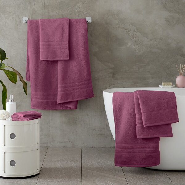 Set di asciugamani per viso e corpo tipo terry rosa scuro in cotone 6 pz Zero Twist – Catherine Lansfield