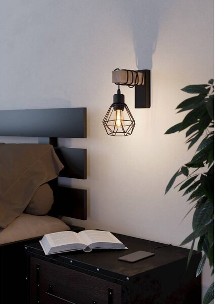 Lampada da parete nera/di colore naturale TOWNSHEND 5 – EGLO