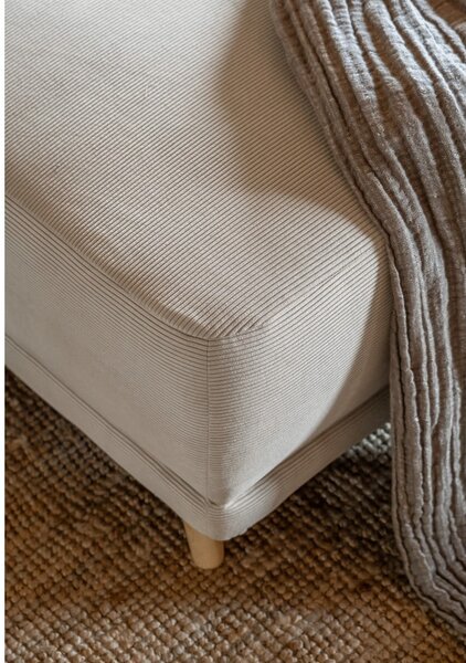 Divano letto angolare in velluto a coste beige (angolo destro a forma di U) Lazy Lukka - Miuform