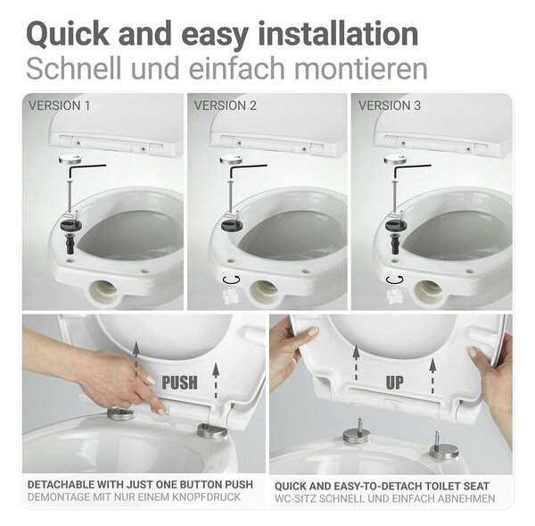 Sedile WC con chiusura Easy-Close (automatica) 37 x 44,5 cm Rieti – Wenko