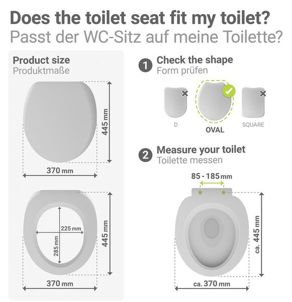 Sedile WC con chiusura Easy-Close (automatica) 37 x 44,5 cm Rieti – Wenko