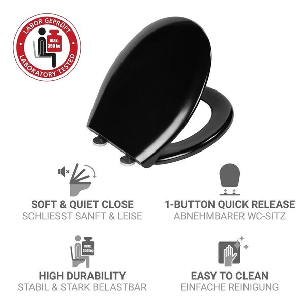 Sedile WC con chiusura Easy-Close (automatica) 37 x 44,5 cm Rieti – Wenko