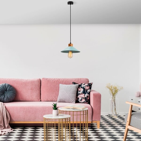 Lampadario turchese/di colore naturale con paralume in metallo ø 24 cm Manavgat – Opviq lights