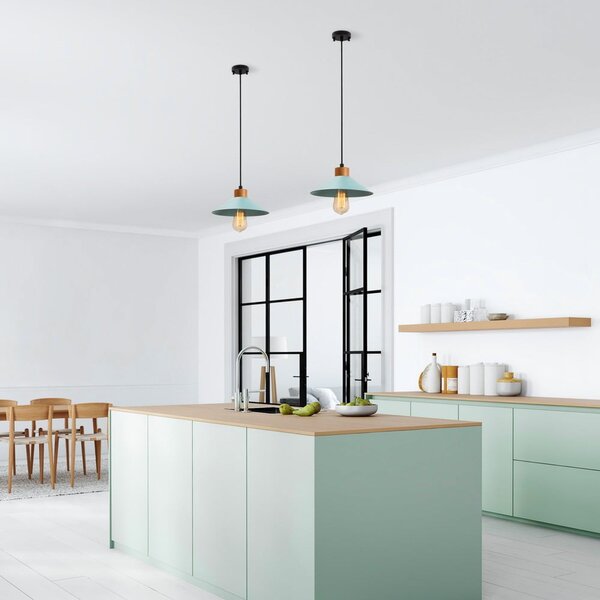 Lampadario turchese/di colore naturale con paralume in metallo ø 24 cm Manavgat – Opviq lights