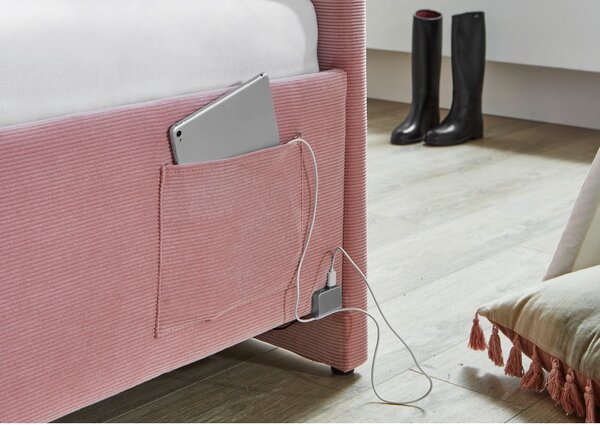 Letto da bambini con sponde rosa imbottito con contenitore con rete inclusa 120x200 cm Cool – Meise Möbel