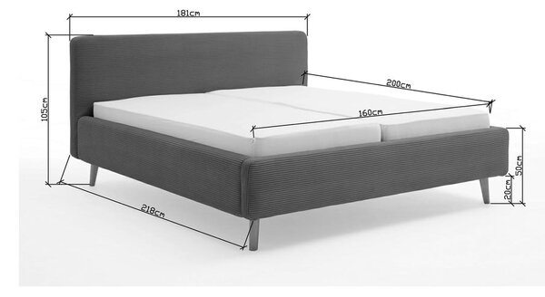 Letto matrimoniale imbottito beige rete non inclusa 160x200 cm Mattis – Meise Möbel