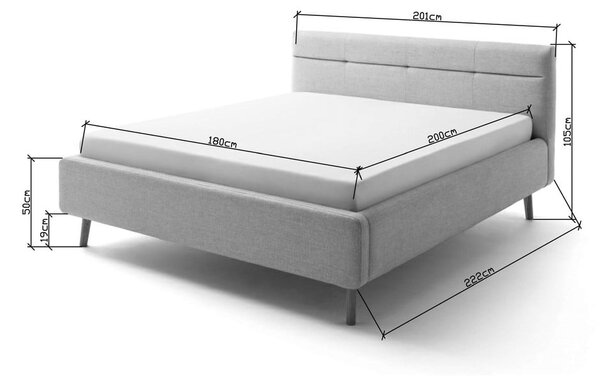 Letto matrimoniale imbottito beige con contenitore con rete inclusa 180x200 cm Lotte – Meise Möbel