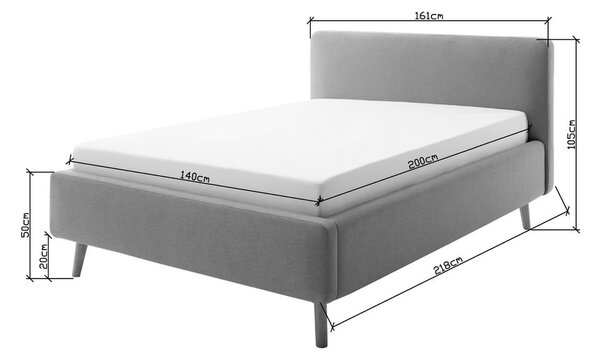 Letto matrimoniale imbottito color antracite con contenitore con rete inclusa 140x200 cm Mattis – Meise Möbel