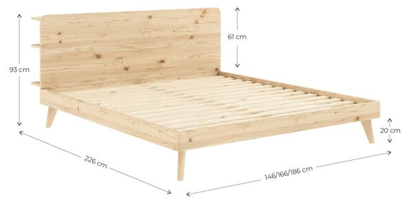 Letto matrimoniale in legno di pino con griglia 180x200 cm Retreat - Karup Design