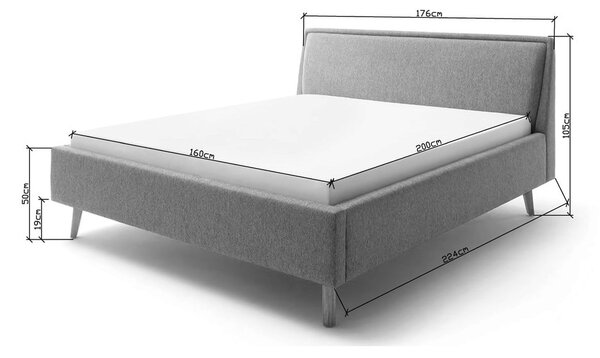 Letto matrimoniale imbottito blu/grigio con contenitore con rete inclusa 160x200 cm Frieda – Meise Möbel