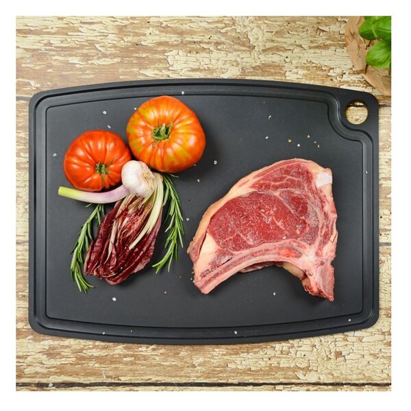 Jade Tagliere Gourmet Professional Nero 29,8x23,5cm Spessore 0,9cm Scanalature Foro Laminato di Cellulosa Resistente 176°C