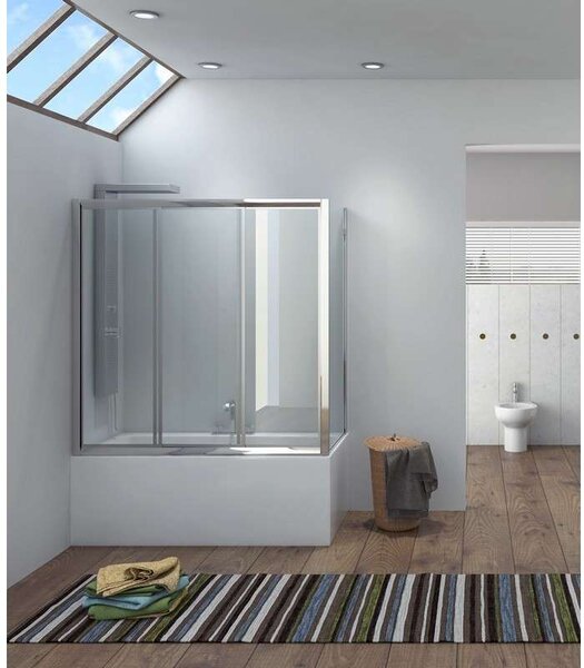 Kamalu box doccia per vasca 140x90cm apertura a scorrimento p2000s