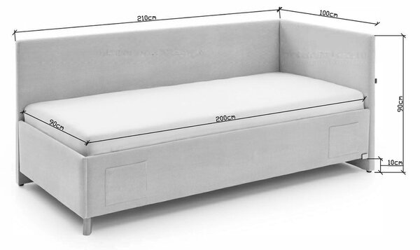 Letto da bambini con sponde beige imbottito con contenitore con rete inclusa 90x200 cm Cool – Meise Möbel
